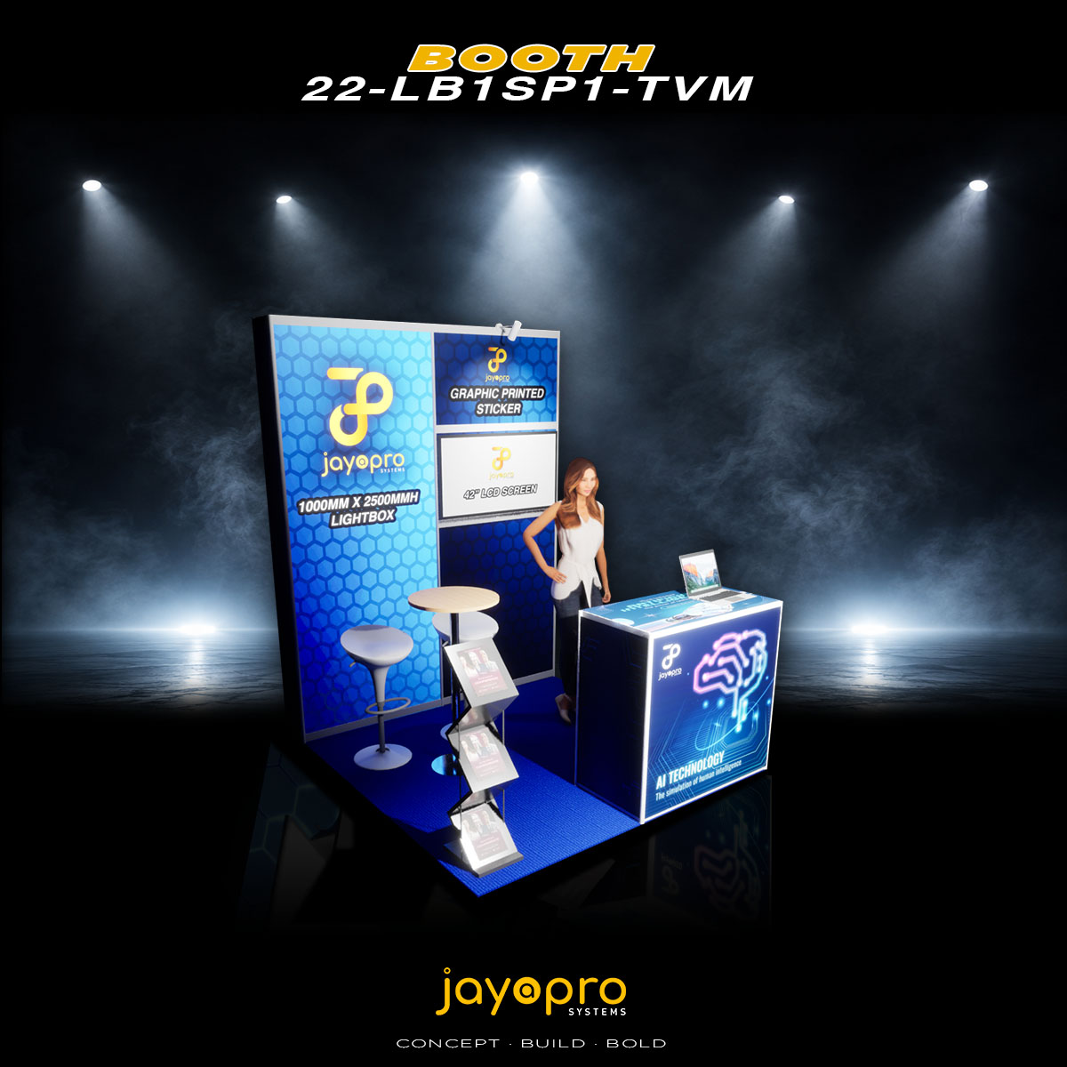 Thumbnail 2 of 3 for 2m x 2m Light Box Branding Booth with Mounted TV (22-LB1SP1-TVM)