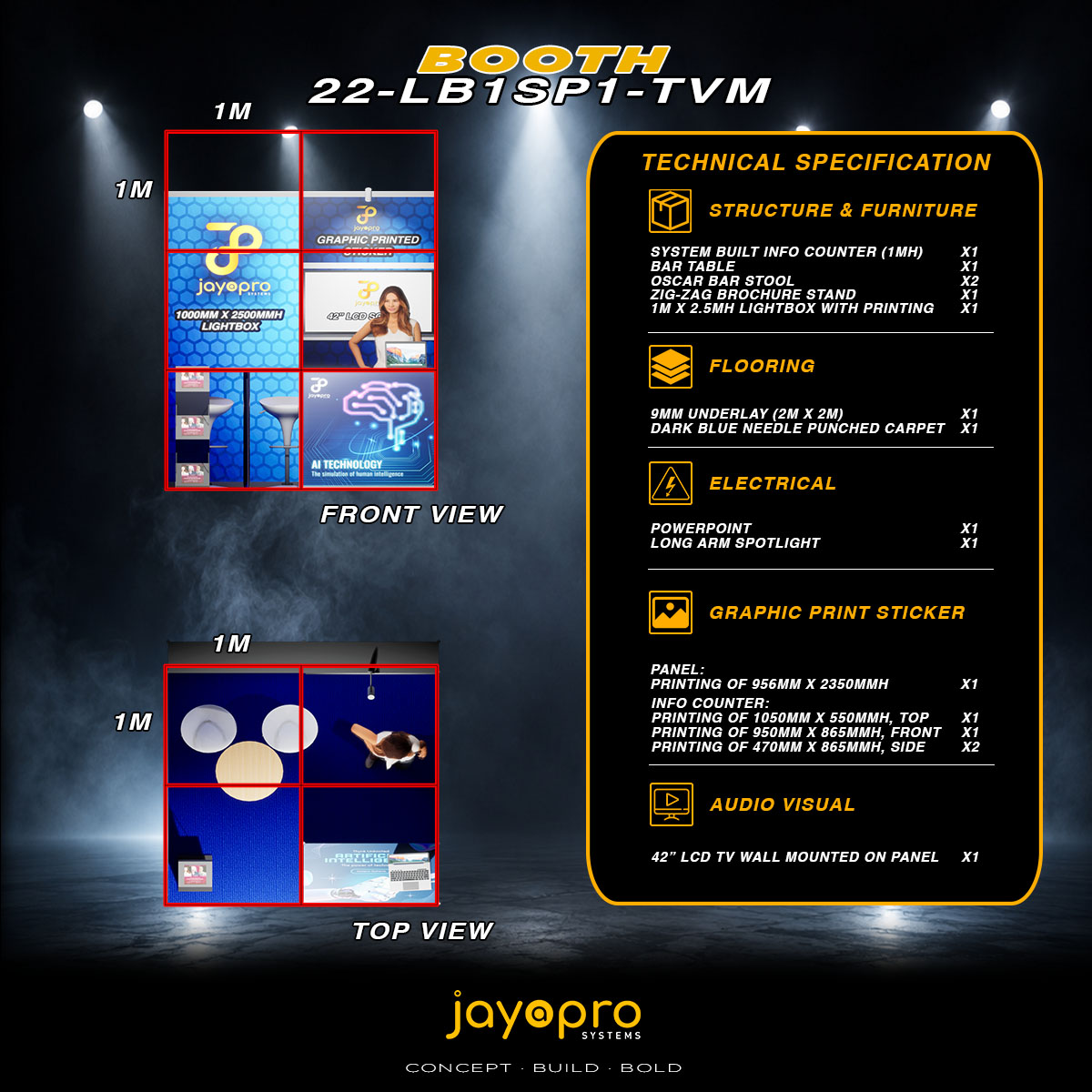 Thumbnail 3 of 3 for 2m x 2m Light Box Branding Booth with Mounted TV (22-LB1SP1-TVM)