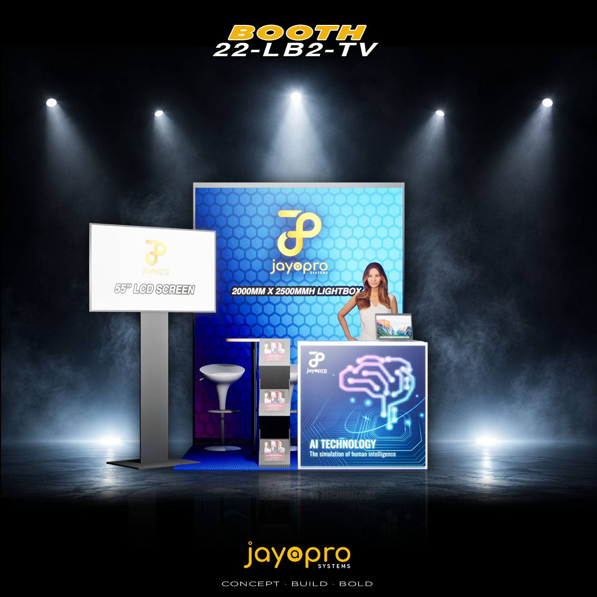 2m x 2m Light Box Booth with TV Display (22-LB2-TV), booth image 1 of 3