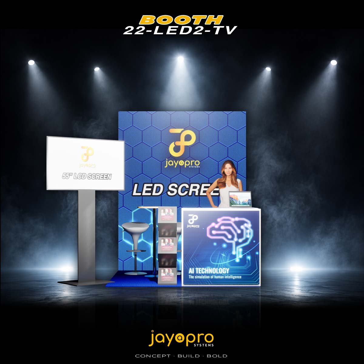 2m x 2m LED Display Booth with TV Presentation Area (22-LED2-TV), booth image 1 of 3