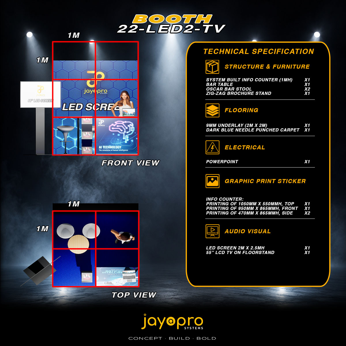 Thumbnail 3 of 3 for 2m x 2m LED Display Booth with TV Presentation Area (22-LED2-TV)