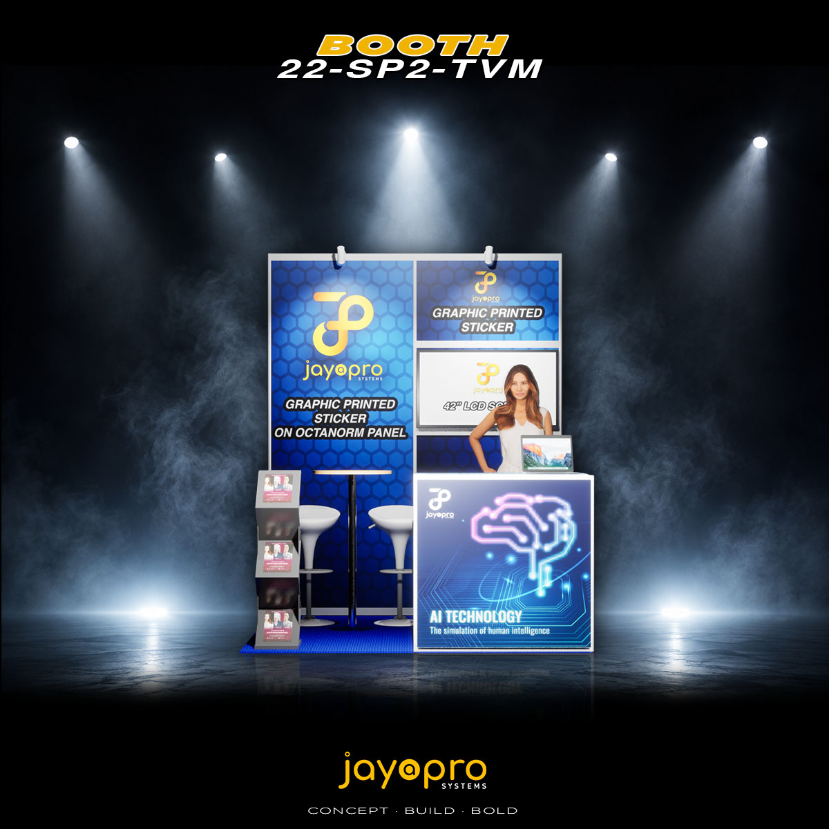 2m x 2m Branding Booth with Mounted TV (22-SP2-TVM), booth image 1 of 3