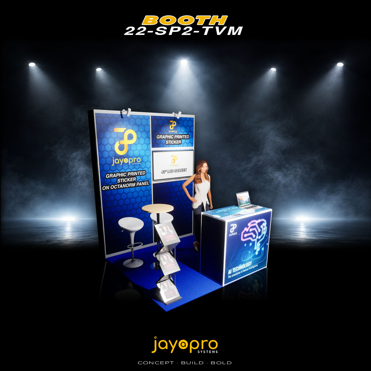 Thumbnail 2 of 3 for 2m x 2m Branding Booth with Mounted TV (22-SP2-TVM)
