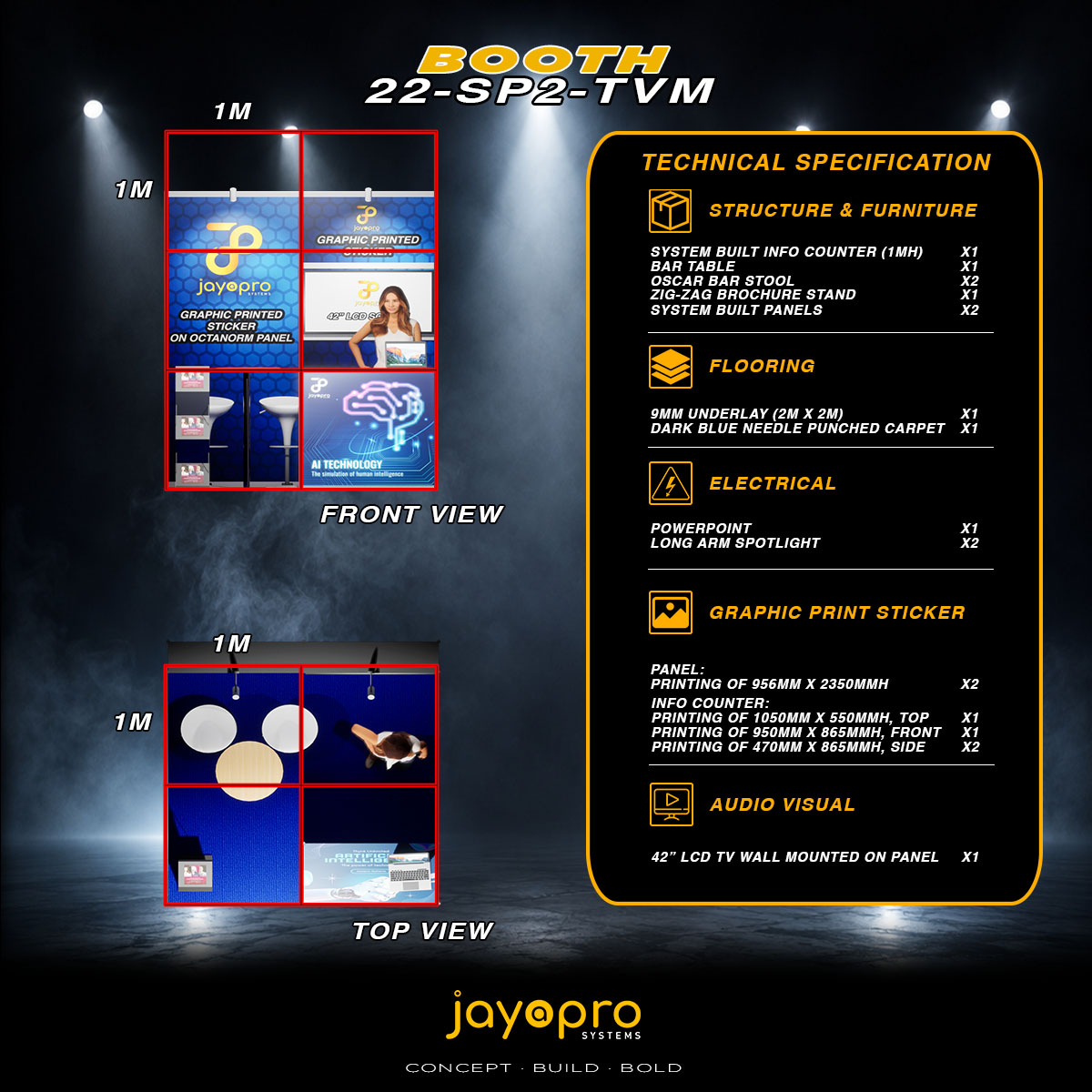 Thumbnail 3 of 3 for 2m x 2m Branding Booth with Mounted TV (22-SP2-TVM)