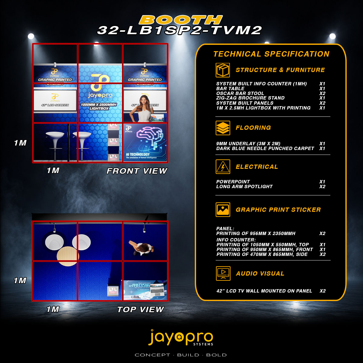 Thumbnail 3 of 3 for 3m x 2m Light Box Branding Booth with 2 Mounted TVs (32-LB1SP2-TVM2)