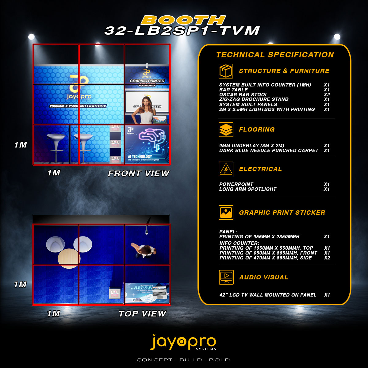 Thumbnail 3 of 3 for 3m x 2m Light Box Branding Booth with Mounted TV (32-LB2SP1-TVM)