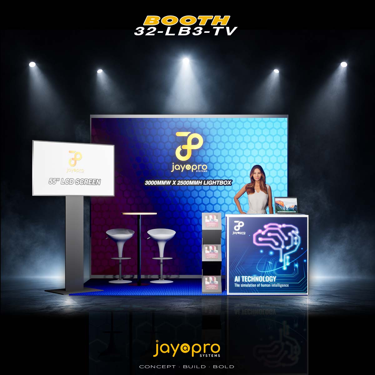 3m x 2m Light Box Booth with TV Display (32-LB3-TV), booth image 1 of 3