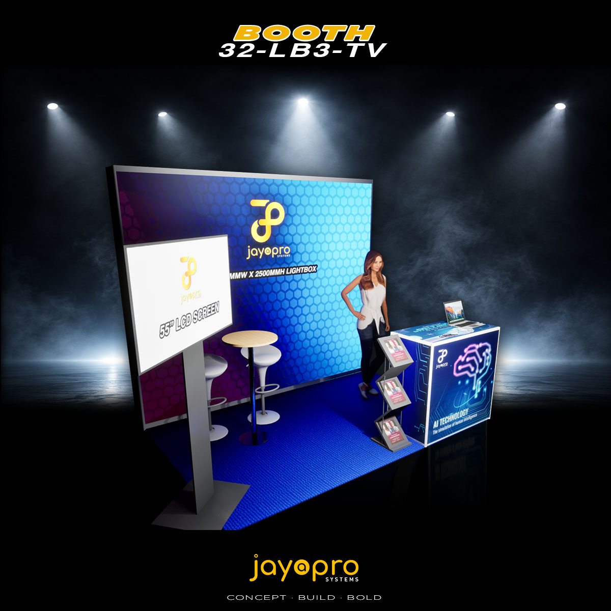 Thumbnail 2 of 3 for 3m x 2m Light Box Booth with TV Display (32-LB3-TV)