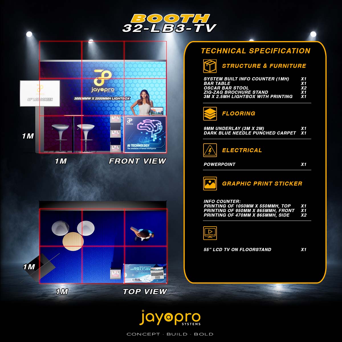 Thumbnail 3 of 3 for 3m x 2m Light Box Booth with TV Display (32-LB3-TV)
