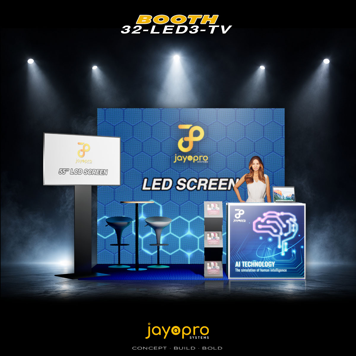 3m x 2m LED Display Booth with TV Presentation Area (32-LED3-TV), booth image 1 of 3