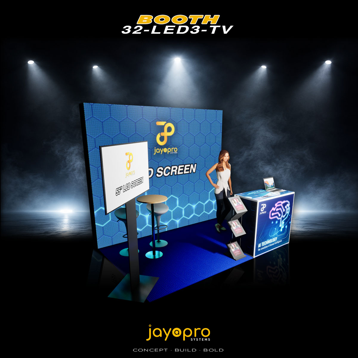 Thumbnail 2 of 3 for 3m x 2m LED Display Booth with TV Presentation Area (32-LED3-TV)