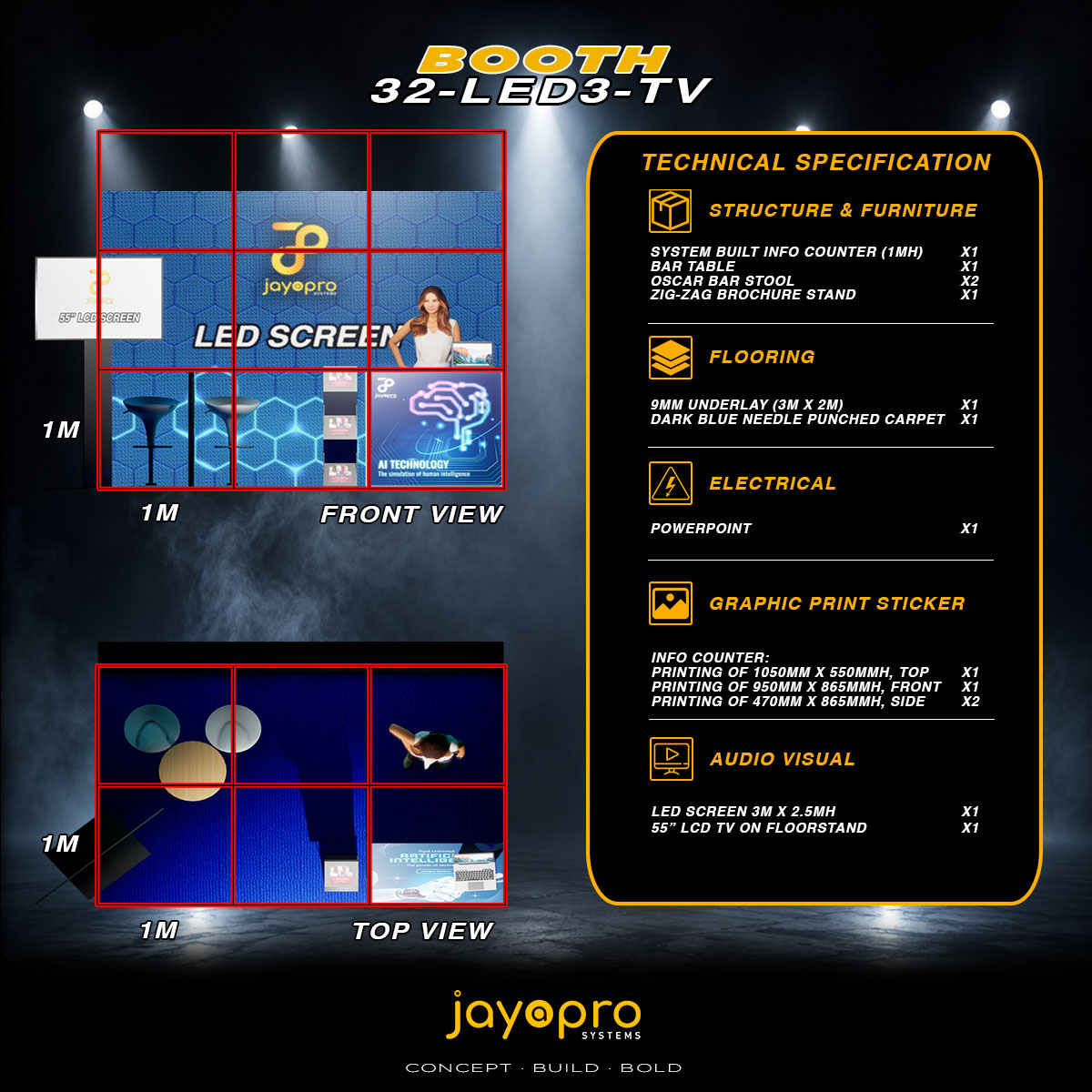 Thumbnail 3 of 3 for 3m x 2m LED Display Booth with TV Presentation Area (32-LED3-TV)