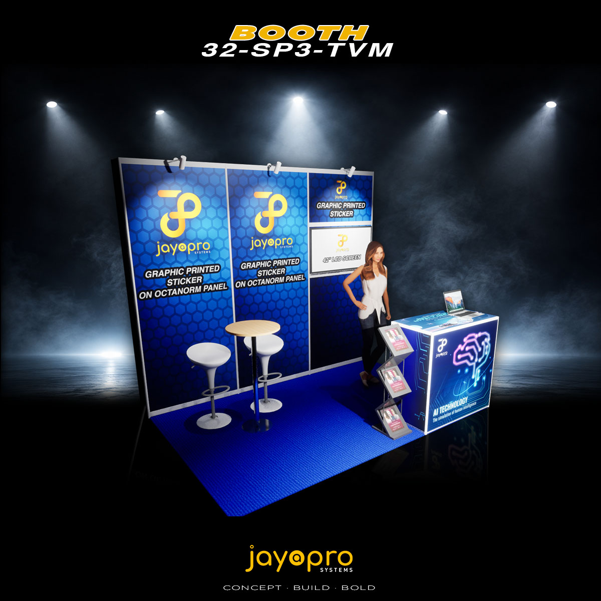 Thumbnail 2 of 3 for 3m x 2m Branding Booth with Mounted TV (32-SP3-TVM)