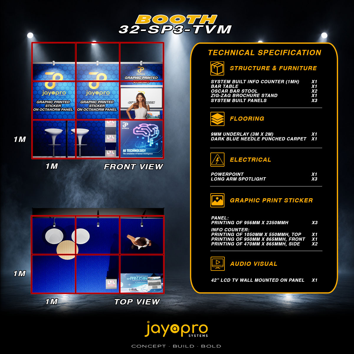 Thumbnail 3 of 3 for 3m x 2m Branding Booth with Mounted TV (32-SP3-TVM)