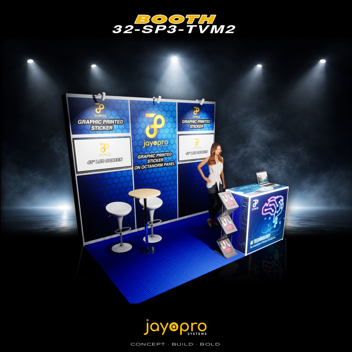 Thumbnail 2 of 3 for 3m x 2m Branding Booth with Two Mounted TVs (32-SP3-TVM2)