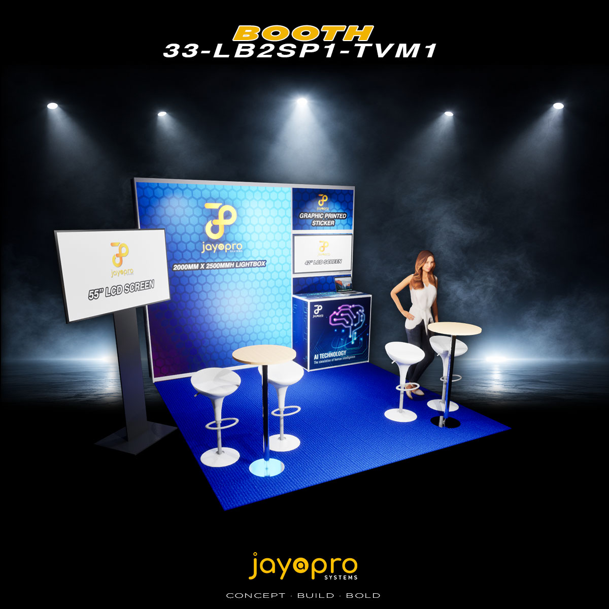 Thumbnail 2 of 3 for 3.3m x 2m Light Box Branding Booth with Mounted TV (33-LB2SP1-TVM1)