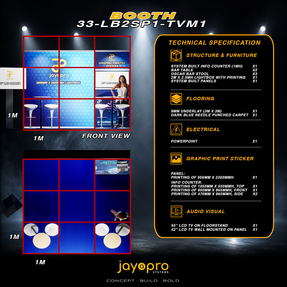 Thumbnail 3 of 3 for 3.3m x 2m Light Box Branding Booth with Mounted TV (33-LB2SP1-TVM1)
