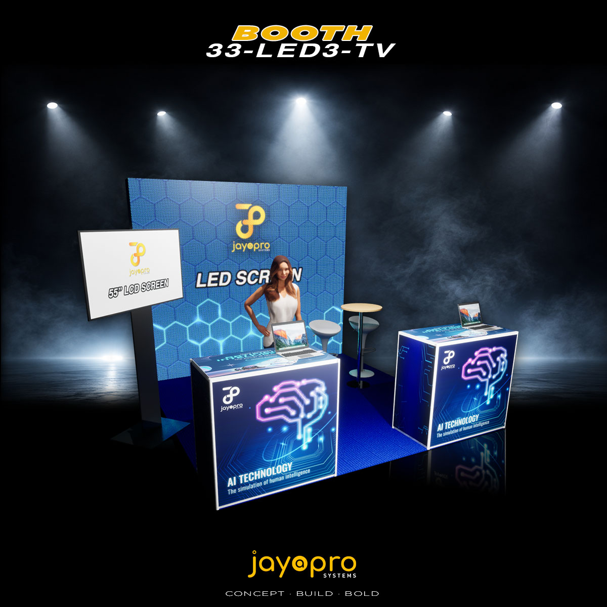 Thumbnail 2 of 3 for 3.3m x 2m LED Display Booth with TV Presentation Area (33-LED3-TV)