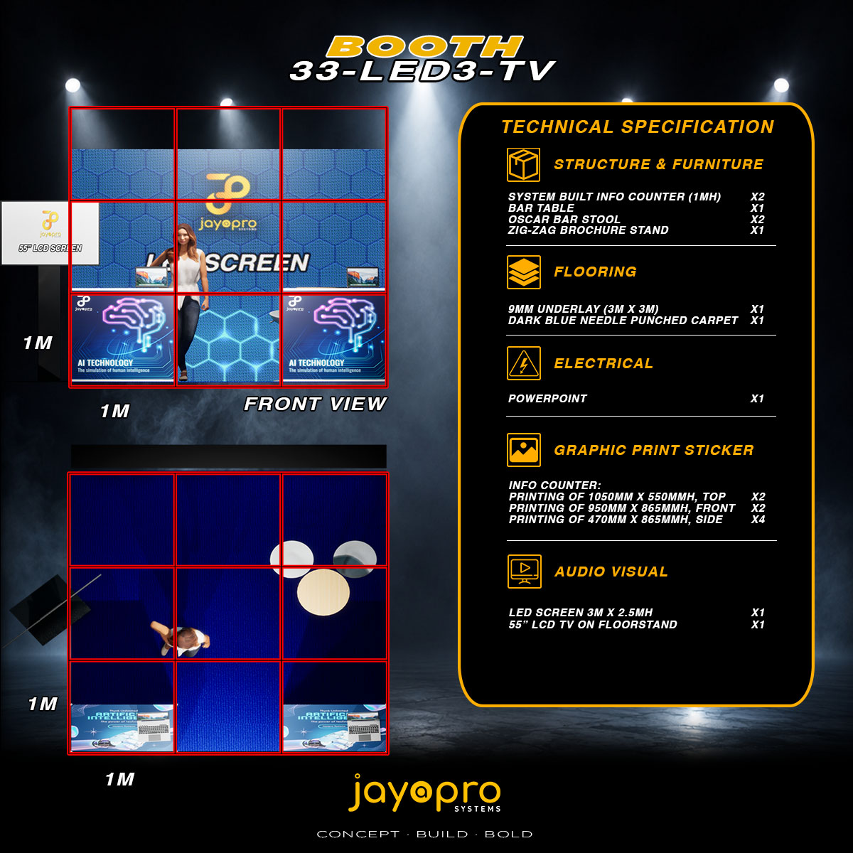 Thumbnail 3 of 3 for 3.3m x 2m LED Display Booth with TV Presentation Area (33-LED3-TV)