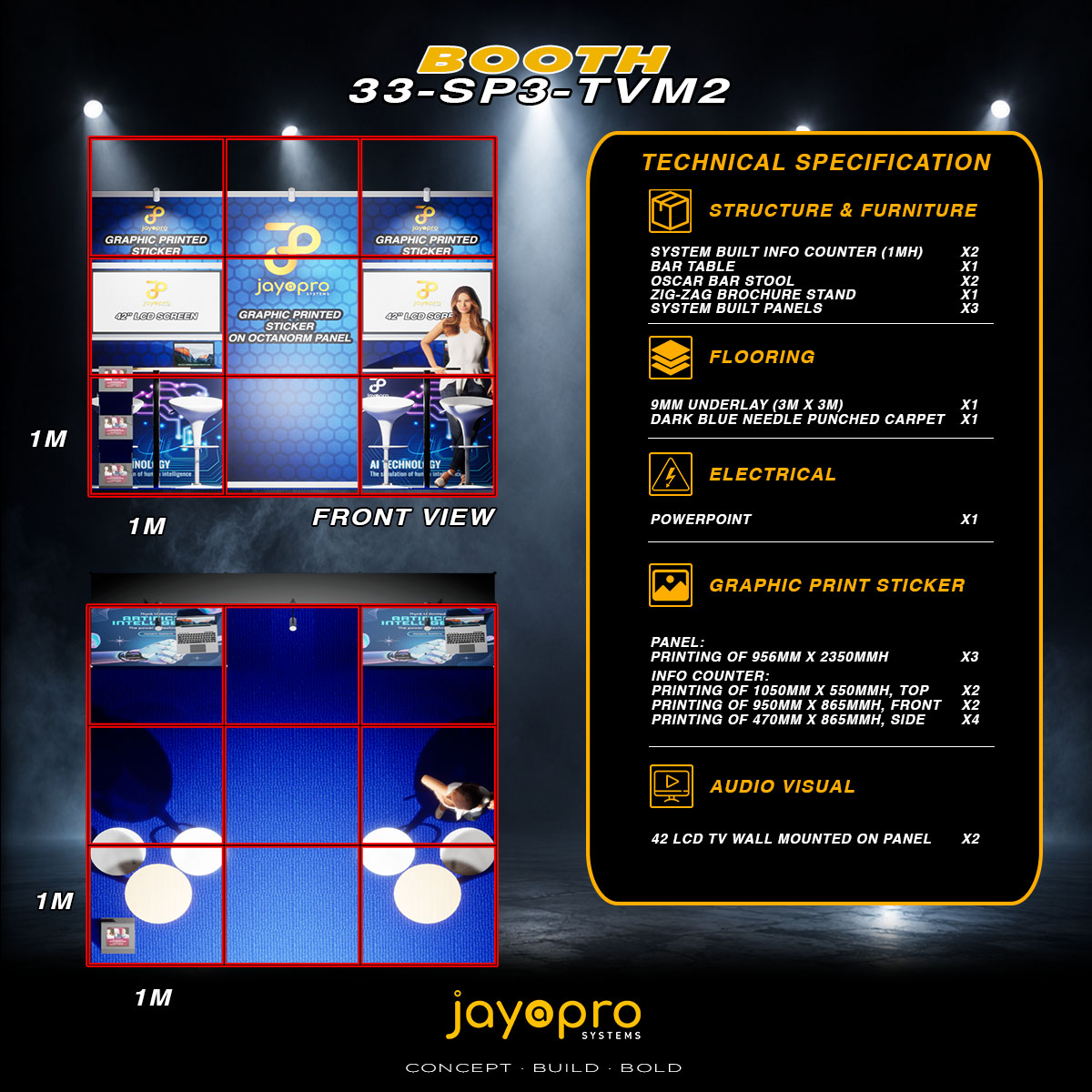 Thumbnail 3 of 3 for 3.3m x 2m Branding Booth with 2 Mounted TVs (33-SP3-TVM2)